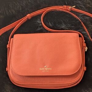 Kate Spade Pebbled Leather Crossbody Bag In Coral EUC